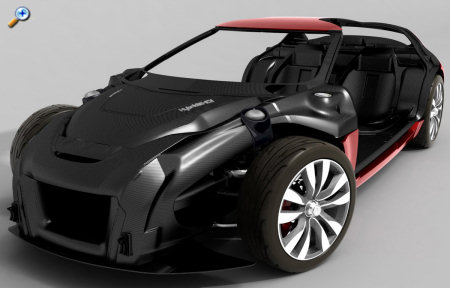 La structure de ce concept-car C-Mtisse s'approche de celle d'une voiture de course: elle est compose d'un chssis en carbone sur
lequel sont fixs tous les lments. La coque extrieure, que l'on peut enlever intgralement